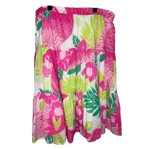 Lilly Pulitzer Skirt Holy Grail PInk Parrot  print white tag vintage Size 2